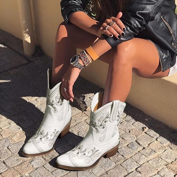 Western Embroidered Cowgirl Boots - Picture 1 of 7